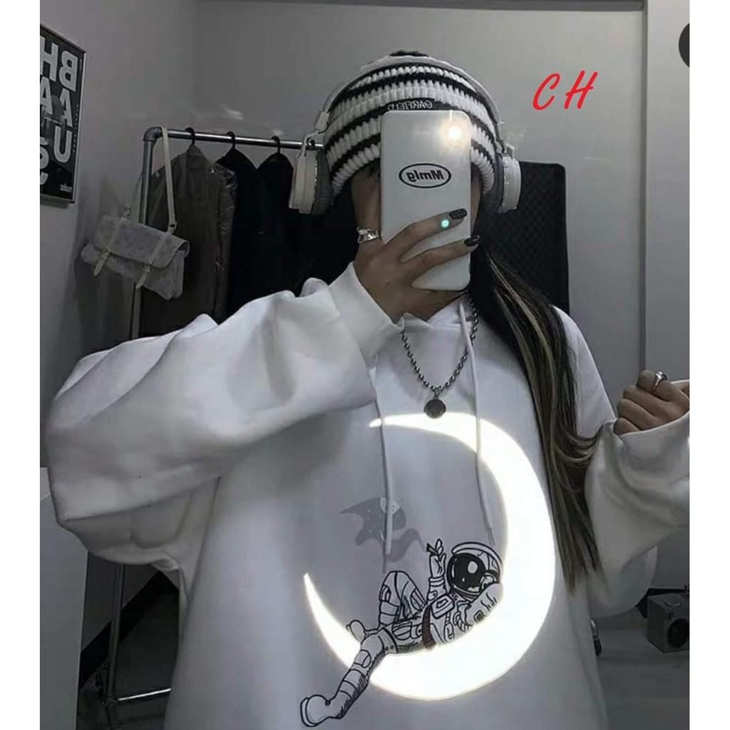 Áo hoodie phi hành gia ngồi mặt trăng phản quang COH1220 | BigBuy360 - bigbuy360.vn
