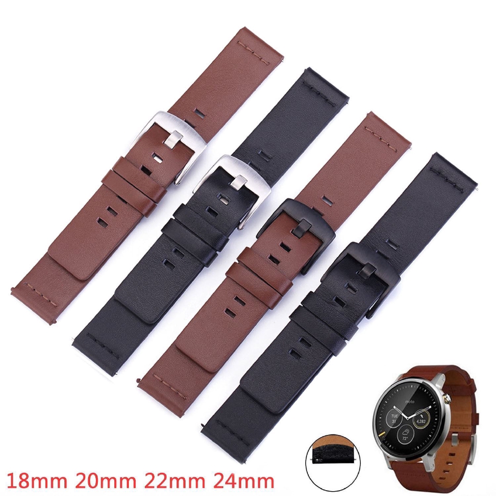 24 22 20 18mm Genuine Leather Band Watch Strap Quick Pins