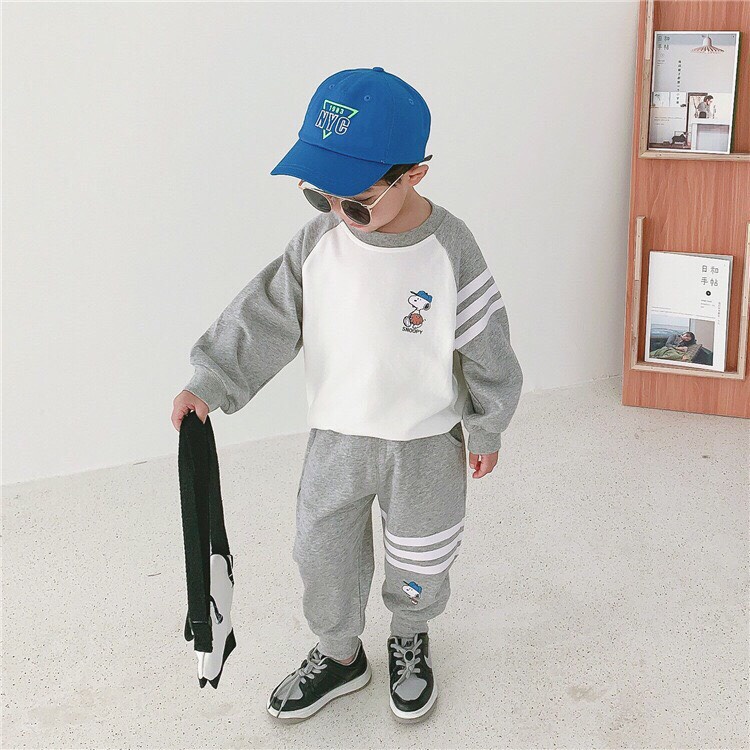 Bộ quần áo thu đông "SNUPY" 7-17kg cho bé trai từ 1-5 tuổi. Vải dày dặn, ấm áp. B22