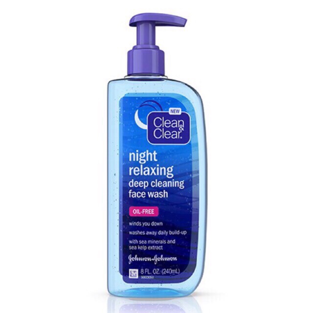 Sữa rửa mặt Clean & Clear Night Relaxing Deep Cleaning Face Wash xanh dương 240ml