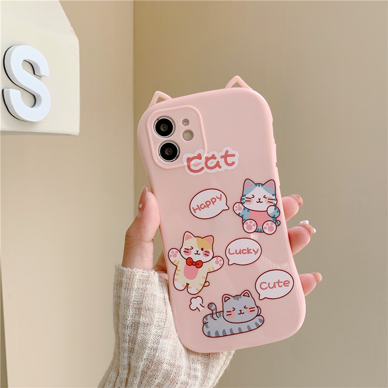 Ốp điện thoại tpu kiểu dáng tai mèo sáng tạo cho iPhone 12 11 Pro Max X Xs Max Xr 8 7 Plus
 | BigBuy360 - bigbuy360.vn