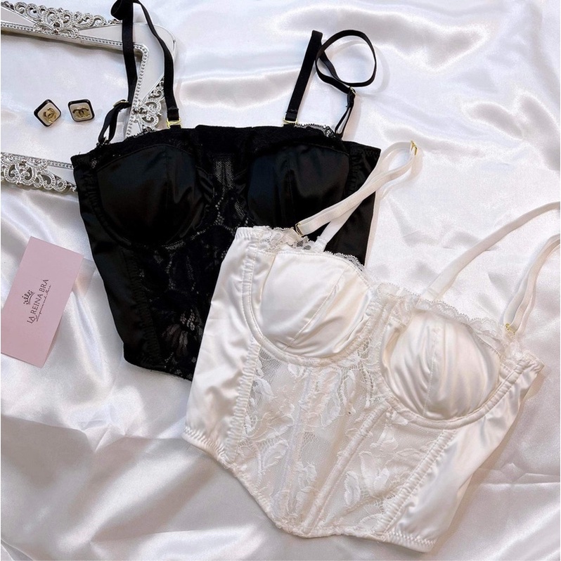 Áo CORSET LA REINA BRA - LRCC030 lụa phối ren phong cách hotgirl mặc trong áo vest vô cùng quyến rũ