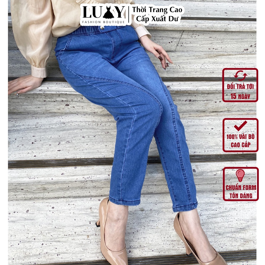 Quần jean nữ cao cấp cạp chun co giãn 4 chiều Luxy V201 đủ size từ 40kg-75kg