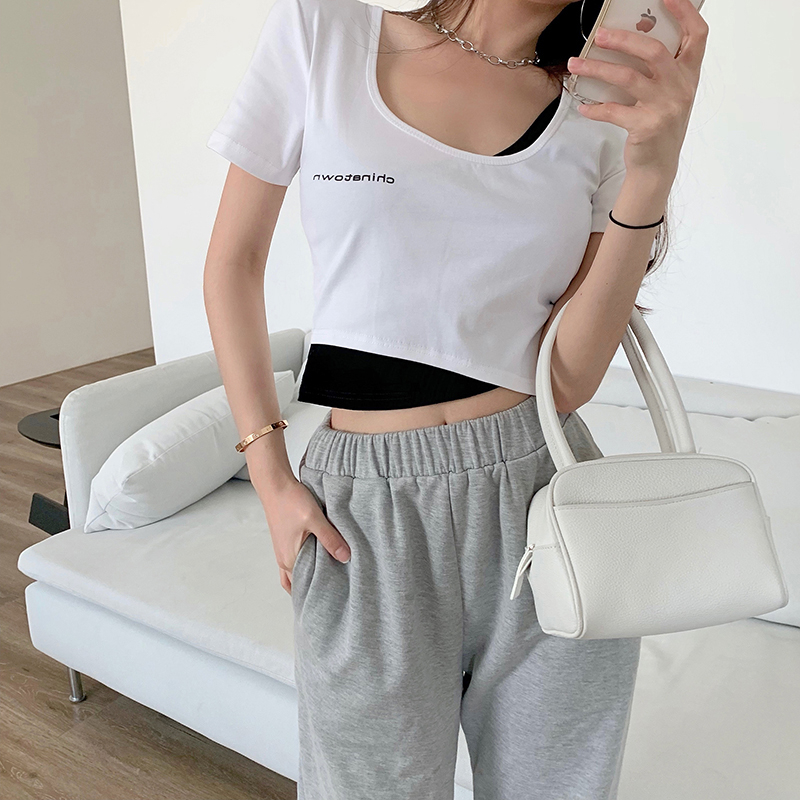 Áo Thun Crop Top Nữ Tay Ngắn Màu Trơn
