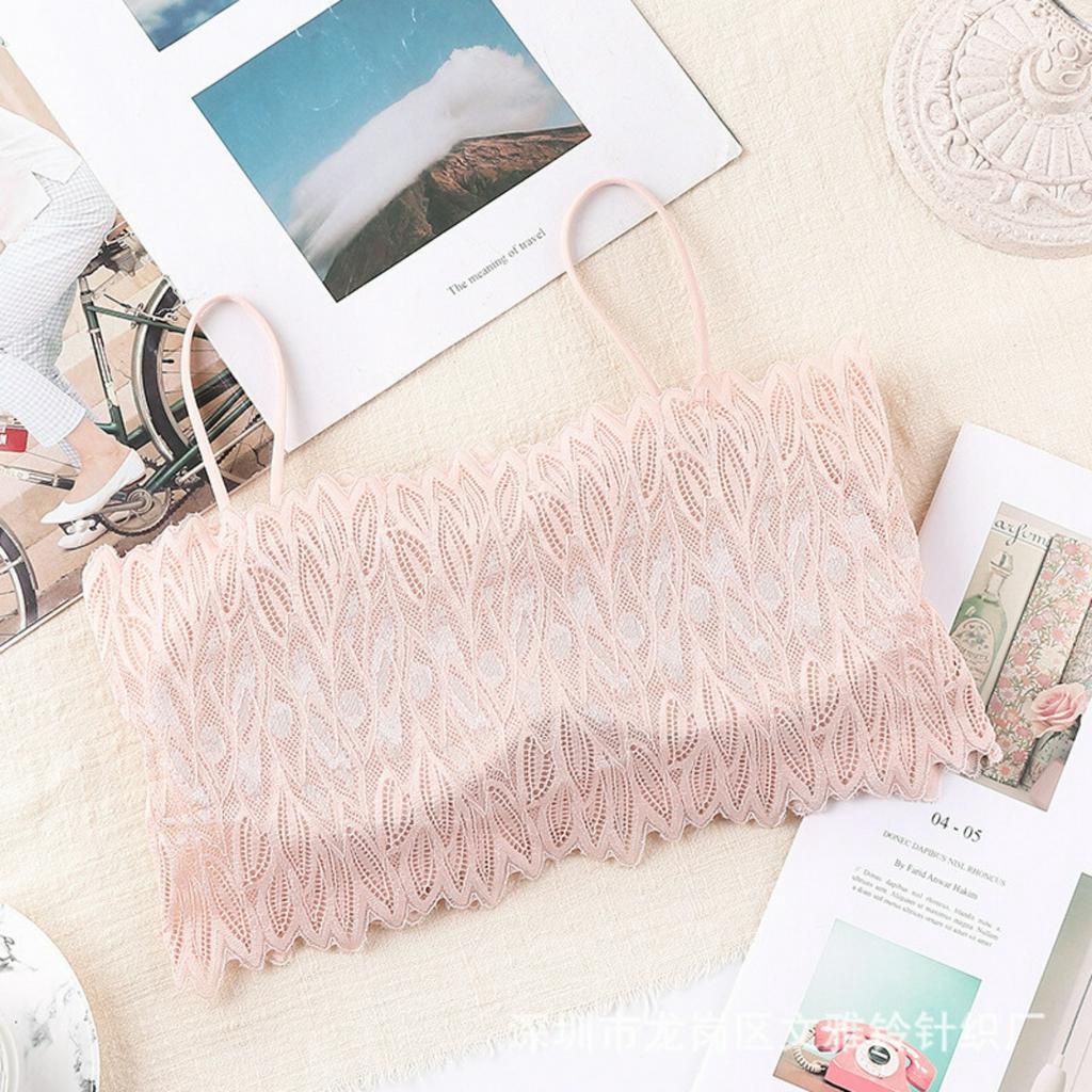 Áo bra ren nữ - Áo ống ren bra nữ chiếc lá 2 dây co dãn mút mỏng thông khí sexy Kingshop B3371