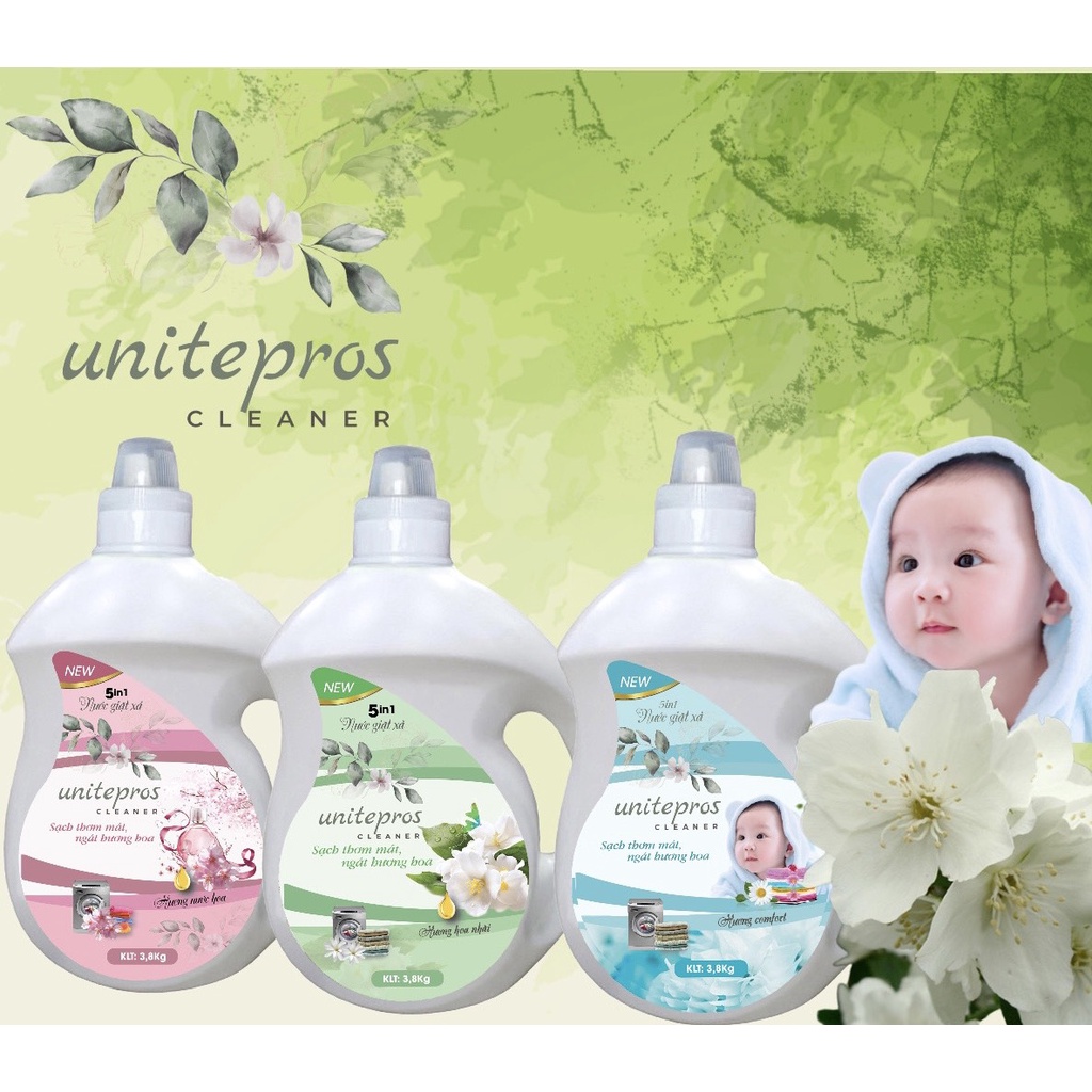 Nước giặt xả 5 in 1 Unite 3,8kg - Nhiều mùi hương NG38 CF38