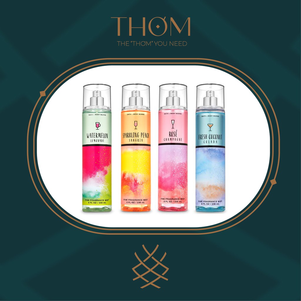 ROSÉ CHAMPAGNE | FRESH COCONUT COLADA | LEMON DROP MARTINI | WATERMELON LEMONADE - Xịt Thơm Bath &amp; Body Works