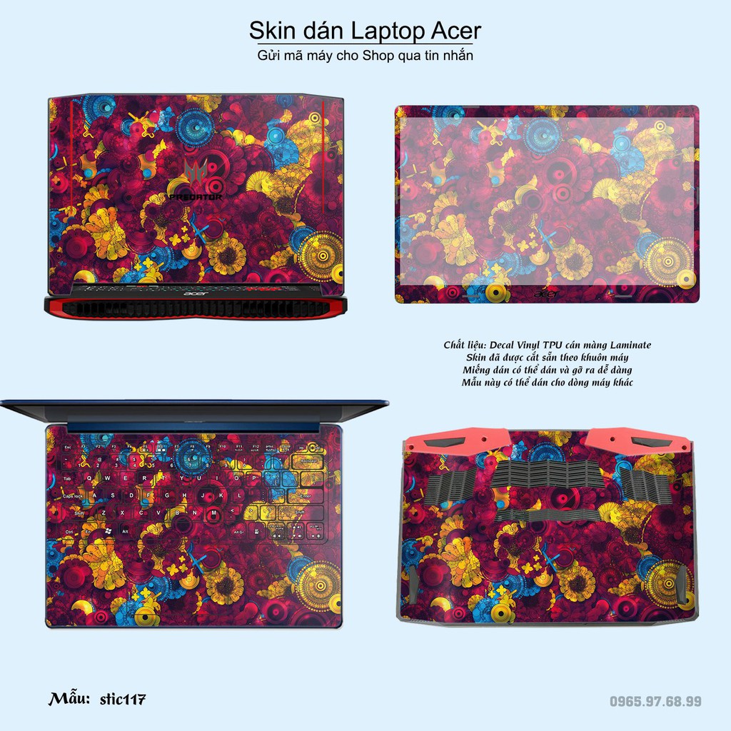 Skin dán Laptop Acer in hình Hoa văn sticker _nhiều mẫu 19 (inbox mã máy cho Shop)