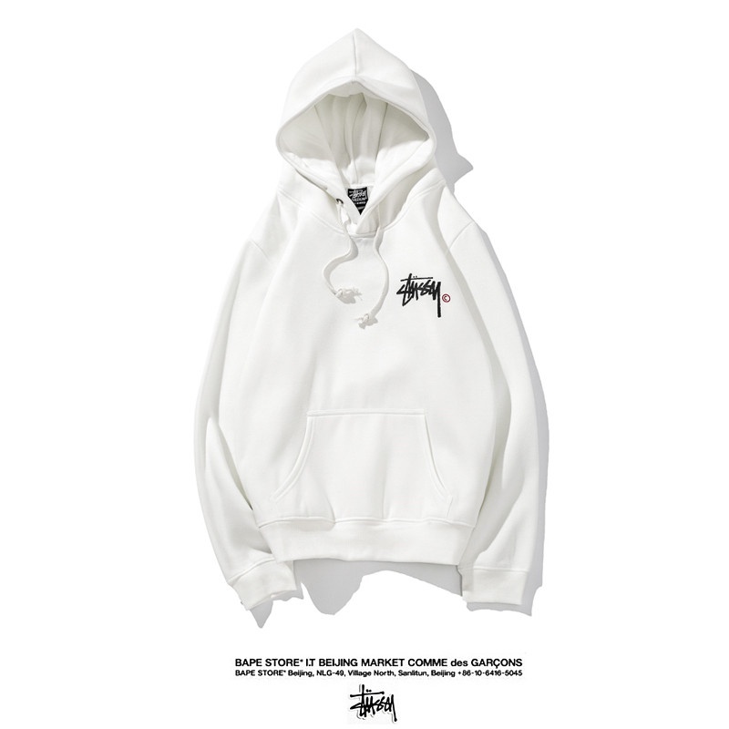Áo hoodie cotton lót nhung in chữ STUSSY thời trang