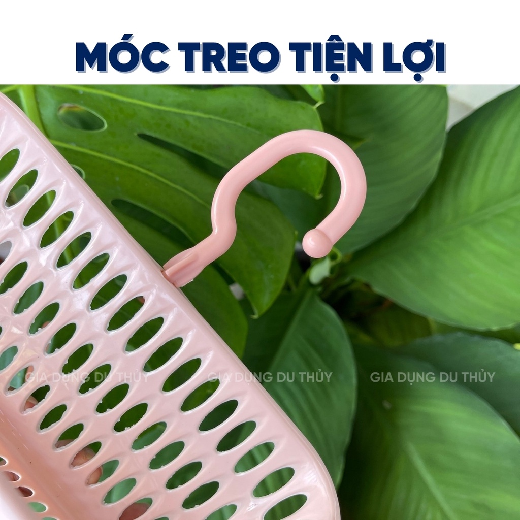 Rổ nhựa có móc treo tiện lợi màu pastel trang nhã đựng đồ nhà bếp, nhà tắm, nhựa pp an toàn của gia dụng Du Thủy