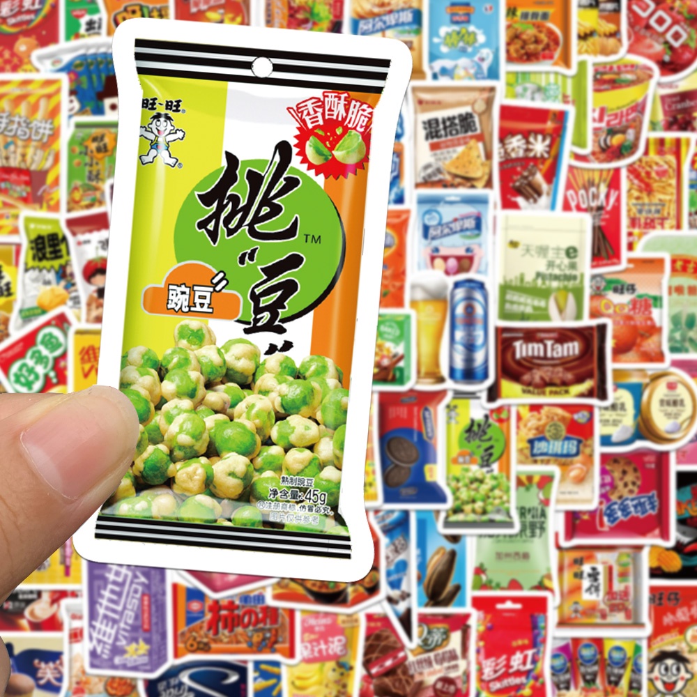 Bộ 90 Miếng Dán Hình Thức Ăn Vặt Hoạt Hình Đáng Yêu Trang Trí Laptop/Vali/Guitar/Xe Hơi DIY Cho Bé