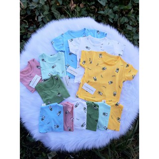 Đồ bộ cho bé  cộc tay ngắn hình gấu PEEKABOO [Siêu cưng] Bộ ngắn cộc tay thun lạnh quần áo trẻ em