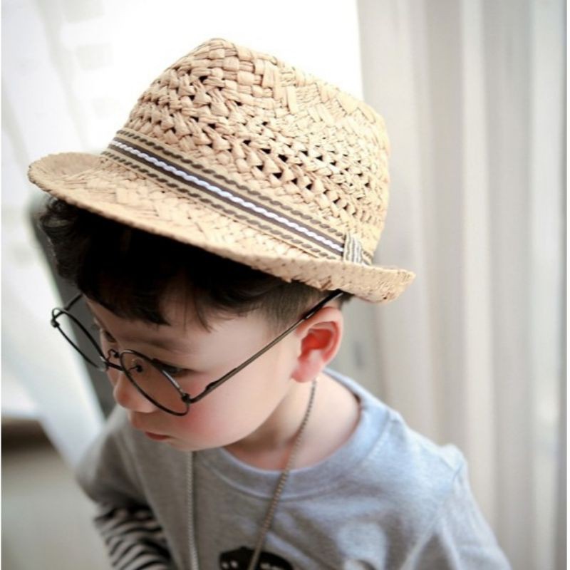 Mũ cói phớt cho bé cá tính_Mũ cói mùa hè cho bé trai từ 2-8 tuổi phong cách cao bồi siêu xinh mẫu mới nhất!!