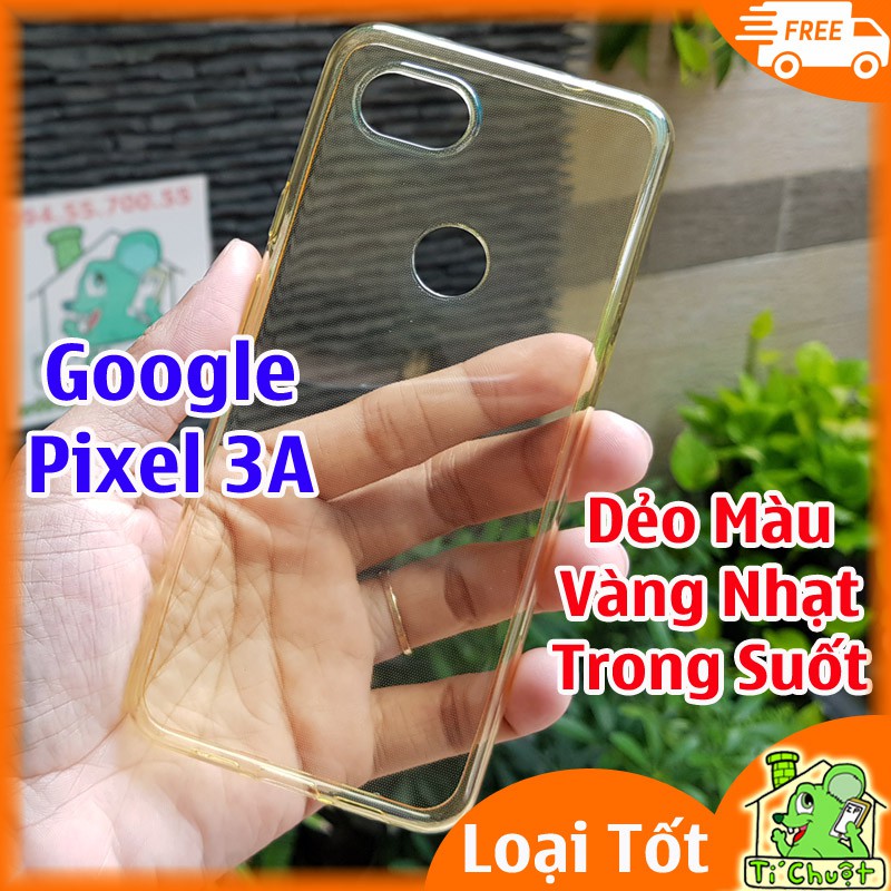 [Loại Tốt] Ốp lưng Google Pixel 3A Silicon màu Vàng Gold Trong Suốt