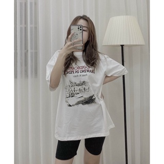 Set áo thun trắng in chữ quần lửng ngố đen kèm ảnh thật