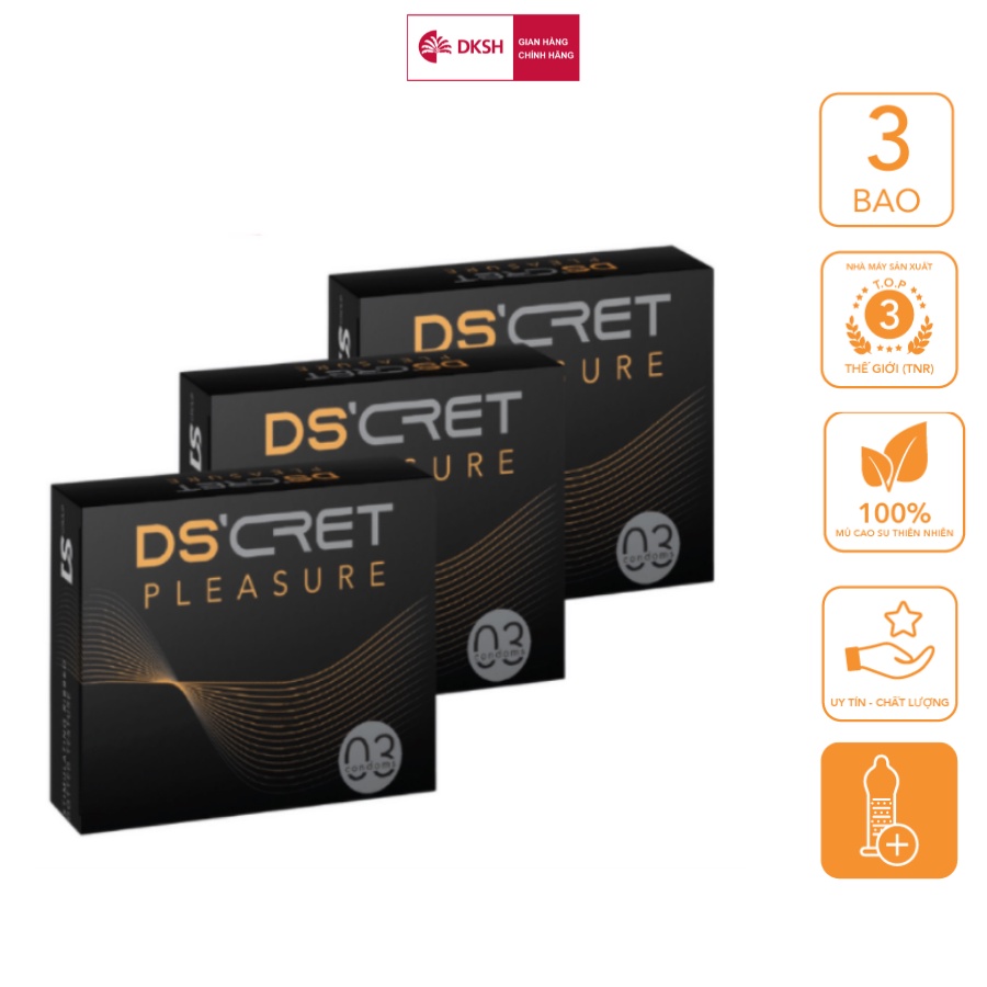 [Mã FMCGDF8 giảm 8% đơn 150K] Bộ 3 Hộp Bao cao su DS'CRET pleasure 3 Cái/Hộp