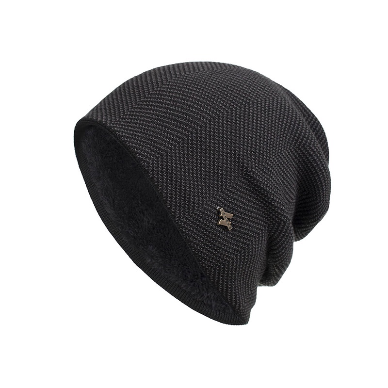 Mũ Beanie Dệt Kim Màu Trơn Giữ Ấm Mùa Đông Cho Nam