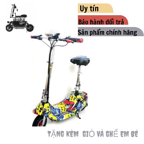 XE ĐIỆN MINI SCOOTER XE 8 INCH TẶNG GIỎ VÀ GHẾ PHỤ