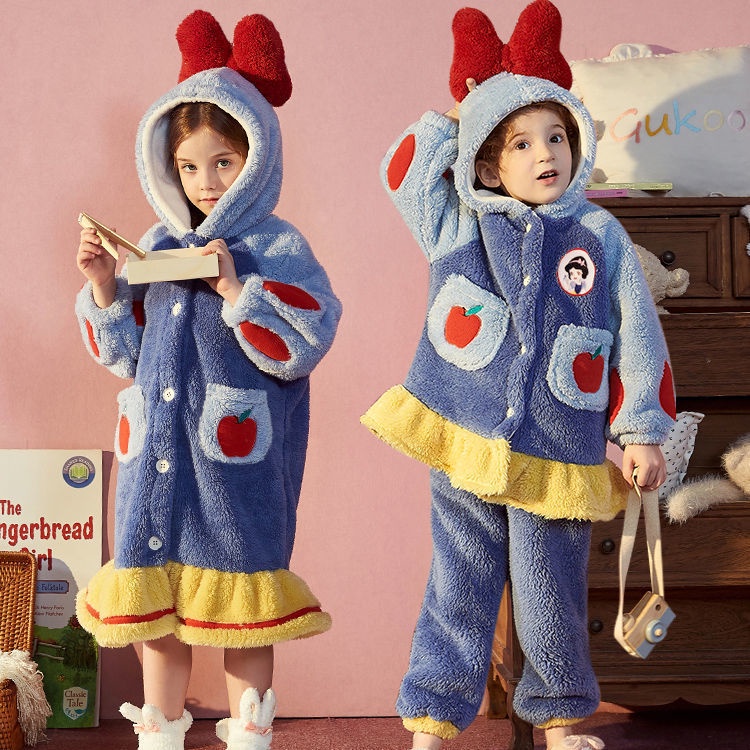 🇻🇳Trong kho🇻🇳<Người lớn & TRẺ EM> Donald Duck đồ ngủ, nhung san hô Áo choàng tắm nữ, Đồ ngủ dài và dày★COD★ | BigBuy360 - bigbuy360.vn