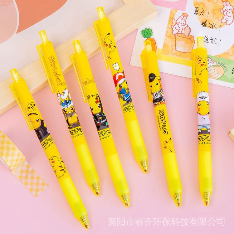 Bút Bi Mực Đen Ngòi 0.5 / 0.5Mm In Hình Pikachu Dễ Thương Cho Học Sinh