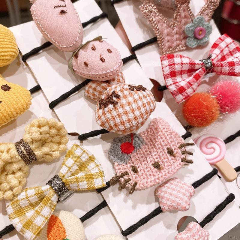 Bộ 6 Dây Buộc Tóc Co Giãn Thiết Kế Hình Trái Cây / Hoa Cho Bé Gái Trên 1 Tuổi