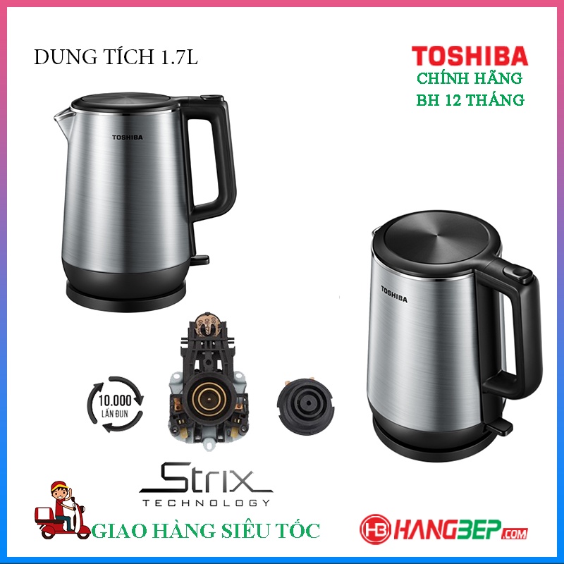 Bình đun siêu tốcToshiba KT-17DR1NV - 1.7 lít  - Bảo hành chính hãng Toshiba 12 tháng