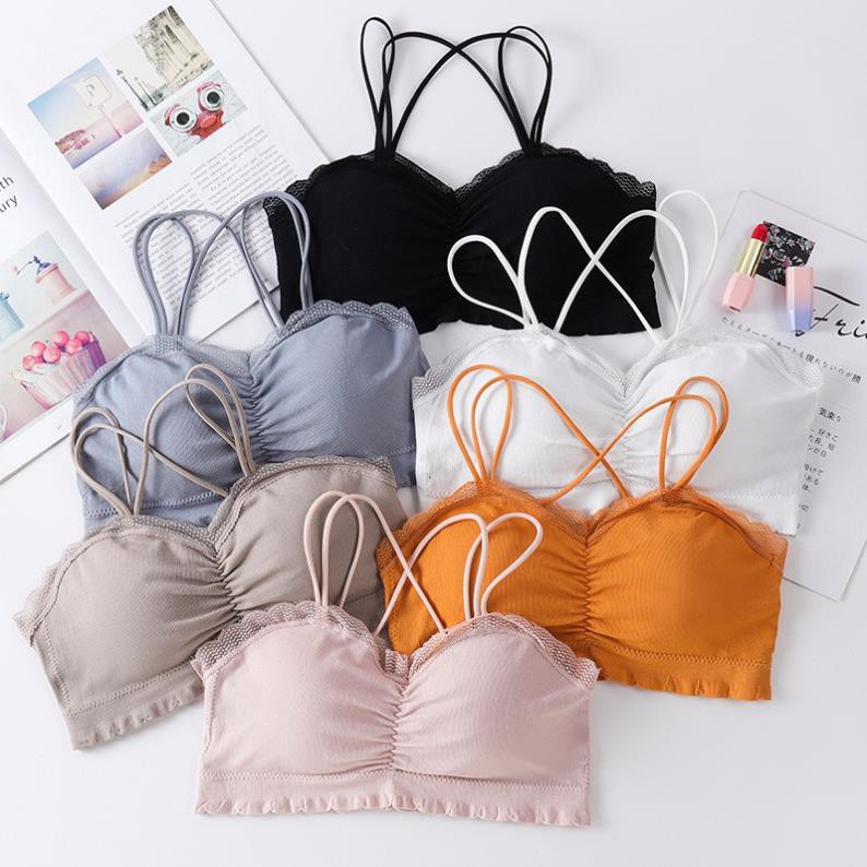 Áo Bra Len Tăm Đan Lưng Viền Ren Đệm Ngực