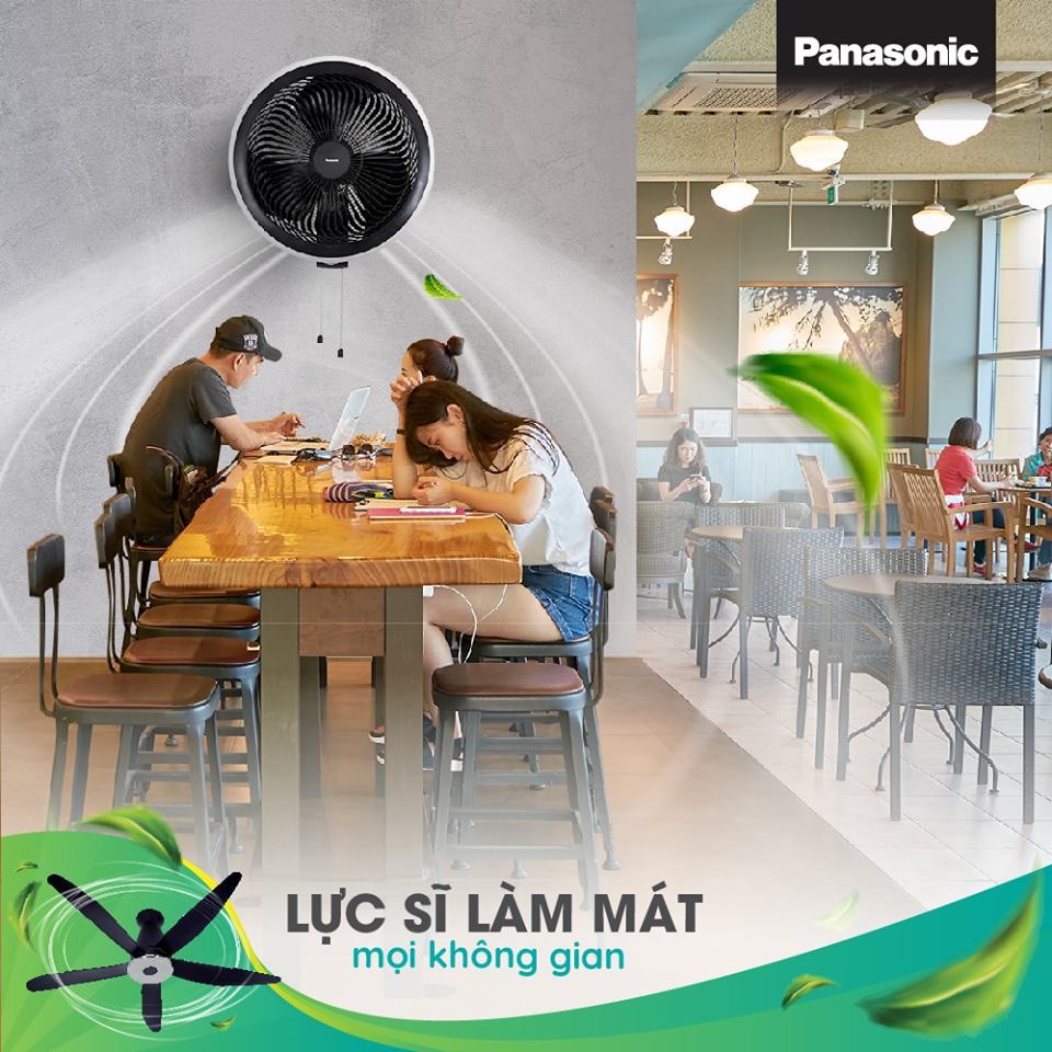 Quạt treo gắn tường 2 dây giật Panasonic F-50YUZ màu đen công suất 53 - 63W. Wall Fan – Hàng Chính Hãng – HIBUCENTER