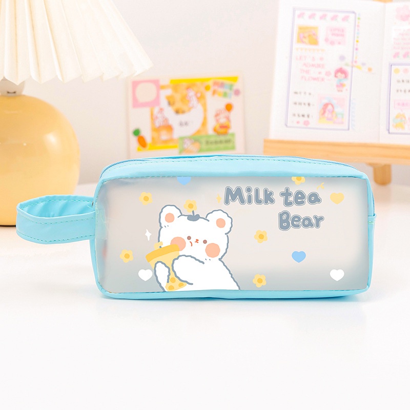 Túi Đựng Bút Trong Suốt Sức Chứa Lớn Họa Tiết Hoạt Hình Dễ Thương Sáng Tạo