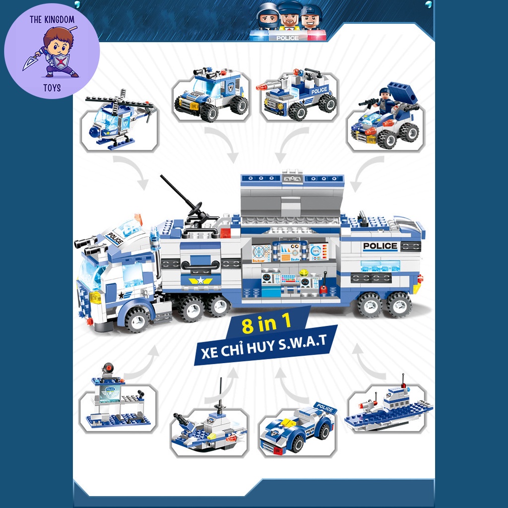 Đồ Chơi Lắp Ráp Mô Hình Cảnh Sát SWAT ROBOT Rô Bốt / Máy Bay Trực Thăng / Xe Chỉ Huy / Cảnh Sát Đặc Nhiệm PX250