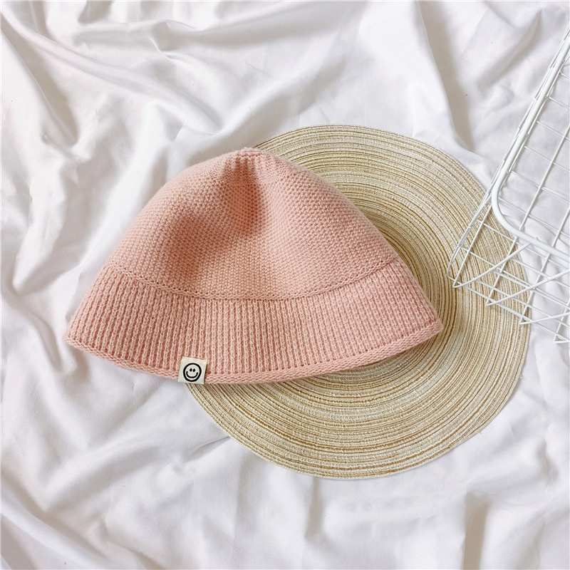 Mũ bucket Dệt Kim Họa Tiết Mặt Cười Đơn Sắc Cá Tính Thời Trang Cho Bé Trai Và Bé Gái