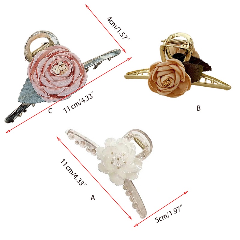 Kẹp tóc móng vuốt hình hoa hồng bằng kim loại chống trượt