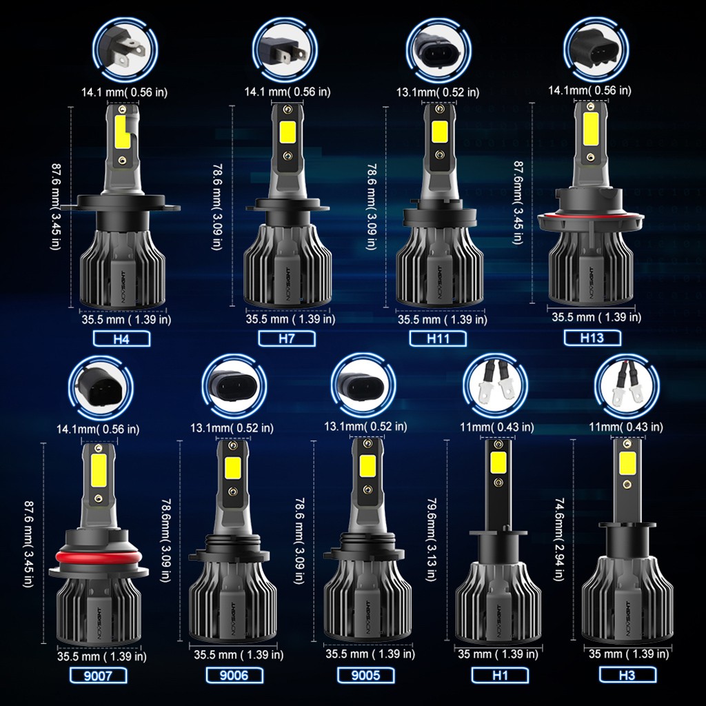 Đèn LED Ô Tô Siêu Sáng Cao Cấp NovSight N39 10000LM 6000K H1 H3 H4 H7 H11 9005 9006 880 881 H27 cho Xe Hơi Xe Máy