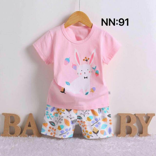 Bộ cotton bé gái xinh iu