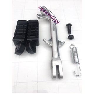 [ Combo-Mầu Trắng không sơn] Chân Chống Xe Máy Bằng nhôm Và Bộ Để Chân Cải Tiến Bằng Nhôm Xe Máy Sirius