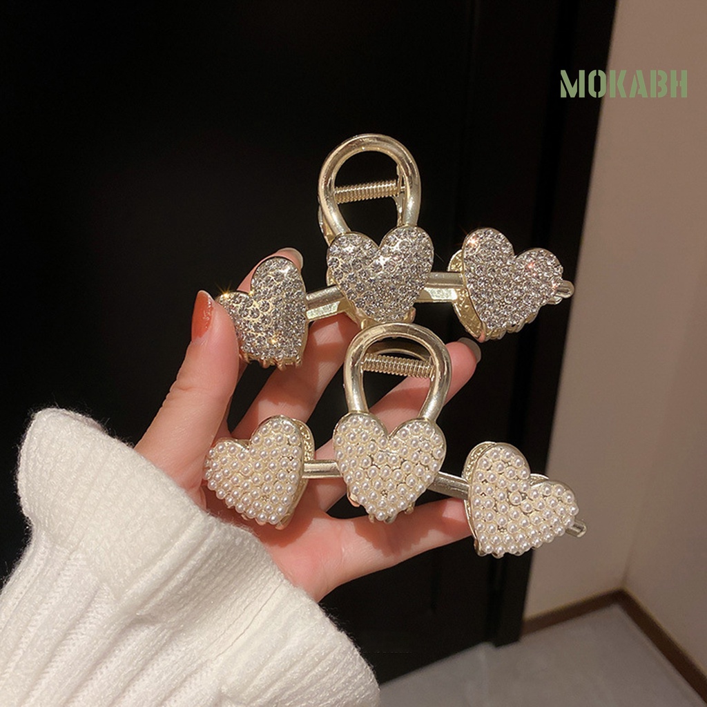 Kẹp Tóc Hình Trái Tim Đính Đá Lấp Lánh Bằng Thép Không Gỉ