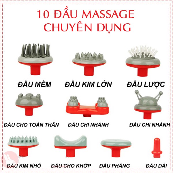 Máy Massage Cầm Tay Mát Xa Lưng Cổ Hồng Ngoại 10 Đầu KING MASSAGER