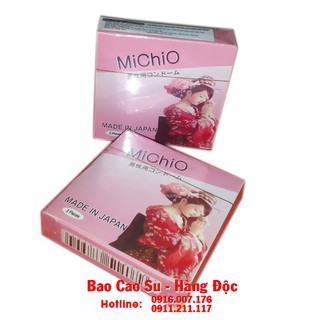Bao cao su Michio hồng có gân gai hộp 3 bao