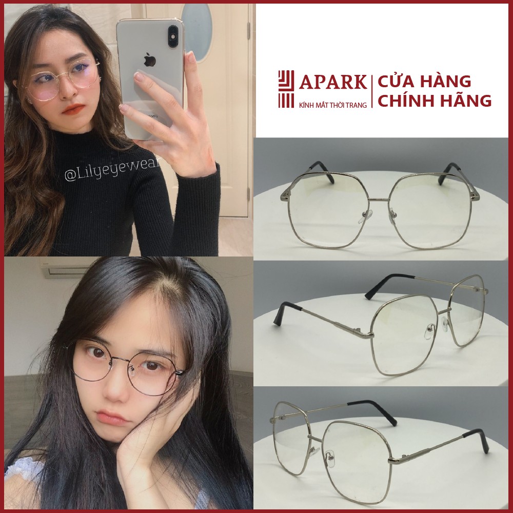 Kính Giả Cận, Gọng Kính Cận Nam Nữ Mắt Vuông To Gọng Dày Bạc Không Độ Hàn Quốc - APARK