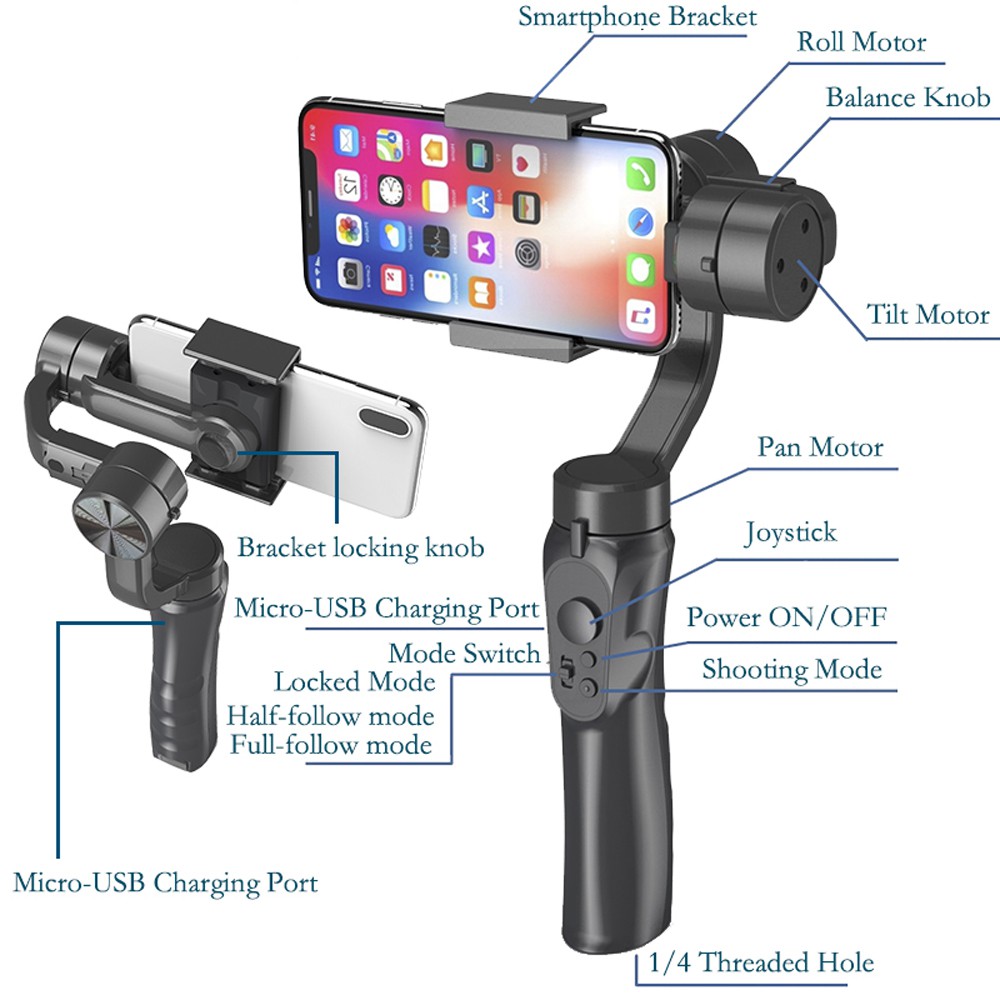 Tay cầm chống rung cho điện thoại H4 VLOG Pocket - Gimbal chống rung cho điện thoại | BigBuy360 - bigbuy360.vn