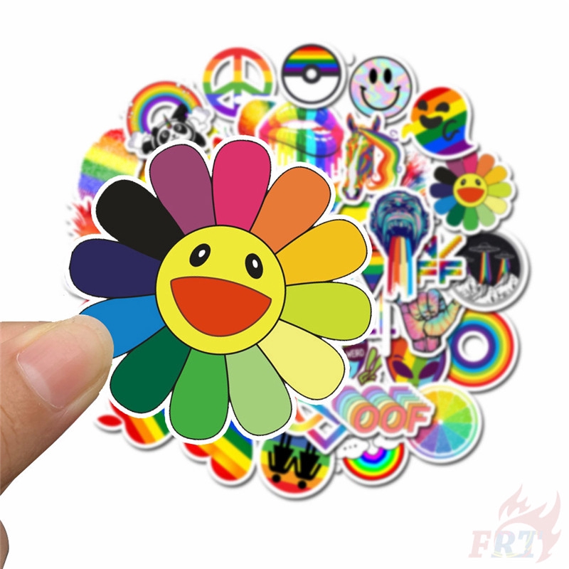 ❉ Hello！Let's Rainbow Series 02 Stickers ❉ 50Pcs/Set DIY Fashion Mixed Luggage Laptop Skateboard Decals Doodle Stickers