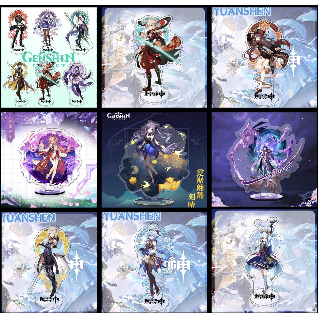 Mô hình Standee Mica Arcrylic nhân vật Genshin Impact 15cm Zhongli Xiao Lôi Thần Yelan kazuha Yae ayaka Hutao Ganyu