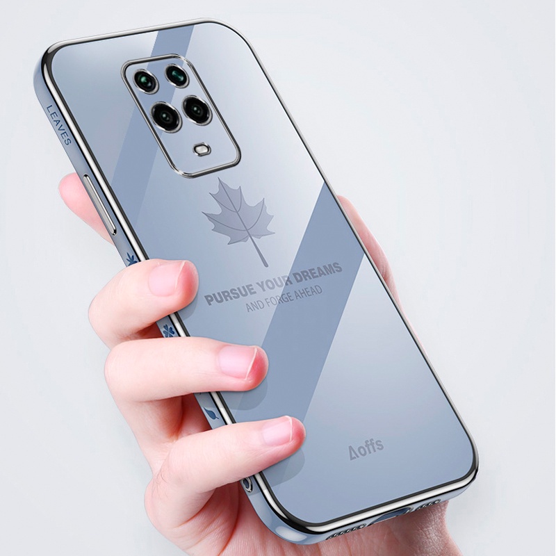 Ốp Điện Thoại KOOSUK Silicon Mềm Mạ Cạnh Vuông Họa Tiết Lá Phong Cho Xiaomi Redmi Note 7 8 9 Pro Max 9S 9T Redmi9 Power