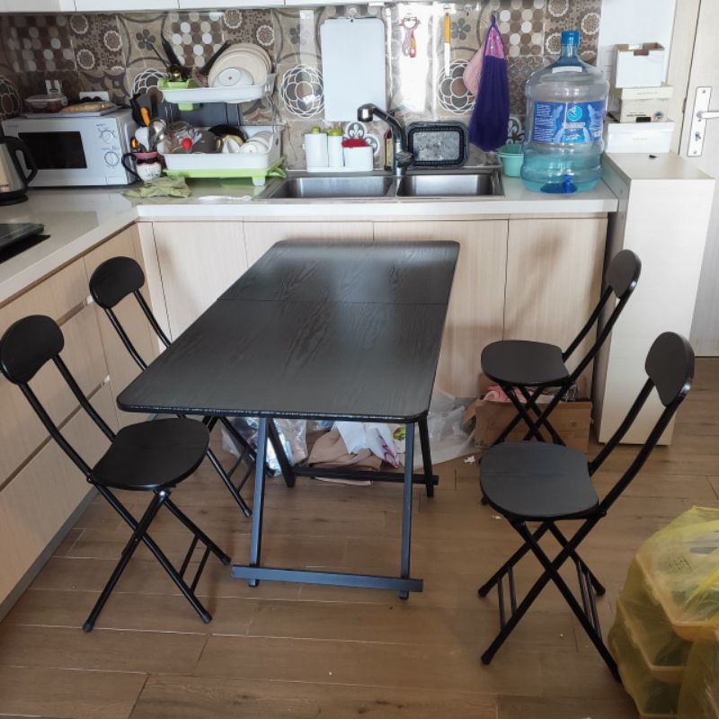 Bộ bàn ăn gấp gọn 6 ghế  bàn dài 1m2 rộng 60 cao 74cm | BigBuy360 - bigbuy360.vn