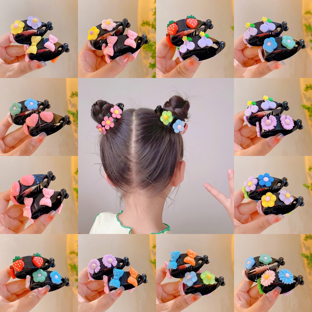 4PCS Kẹp Tóc Đính Quả Bóng Xinh Xắn Cố Định Tóc Đuôi Ngựa Cho Bé