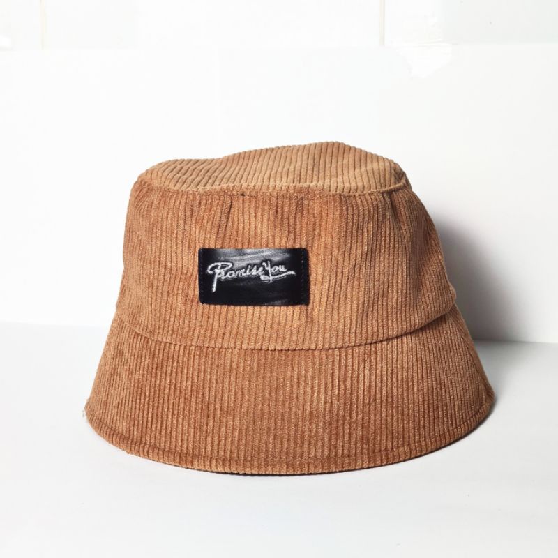 Mũ bucket vành cụp - Nón tai bèo thêu PROMISSYOU chất nhung tăm cao cấp form unisex nam nữ