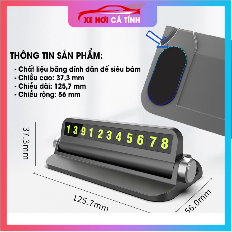 Bảng số điện thoại ô tô gắn trên taplo tiện lợi khi đỗ xe, giá đỡ điện thoại thông minh cho xe hơi ô tô.