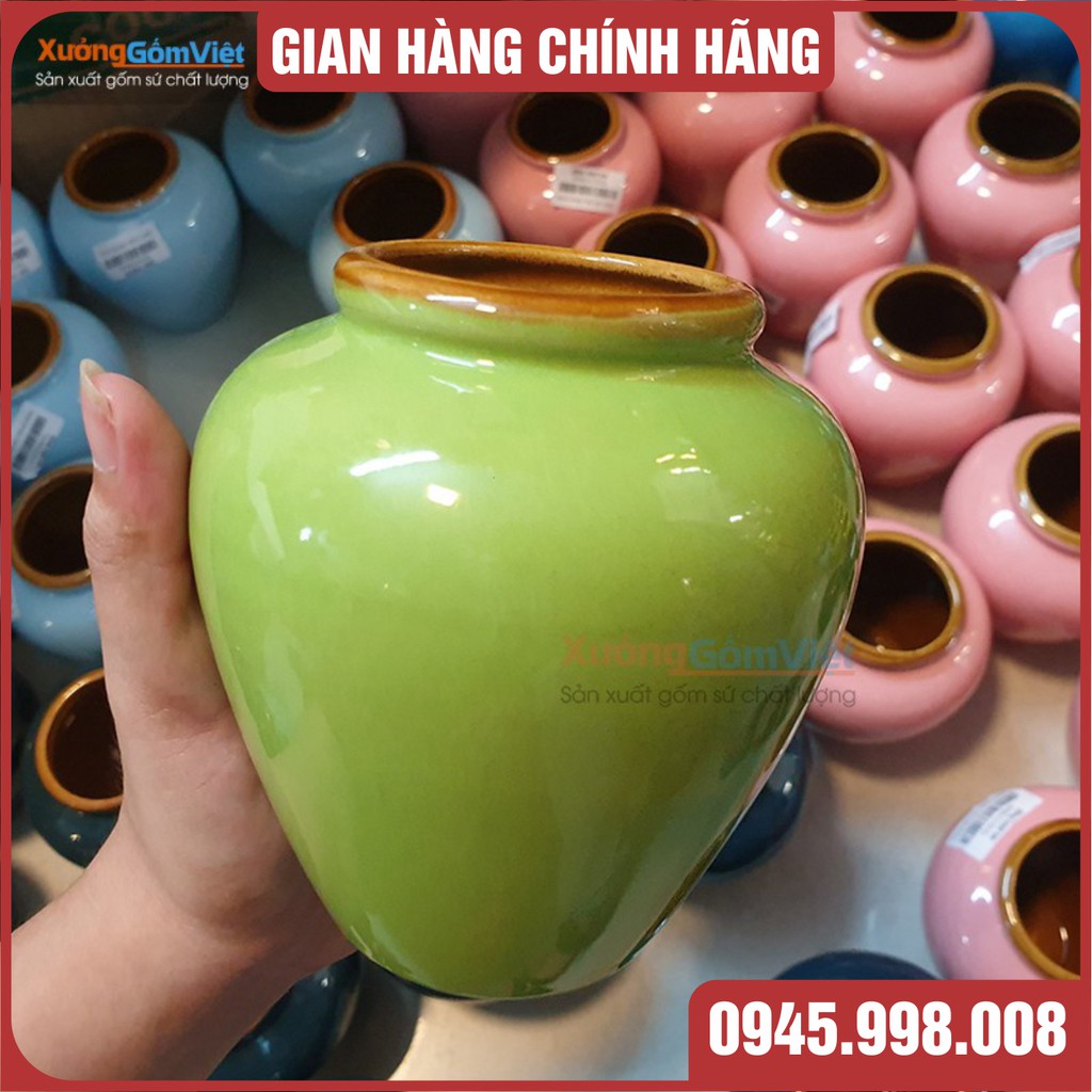 Chum mini đủ màu thích hợp đựng thức uống và trồng cây cảnh dung tích 400ml-hàng gốm bát tràng cao cấp loại 1-XGV