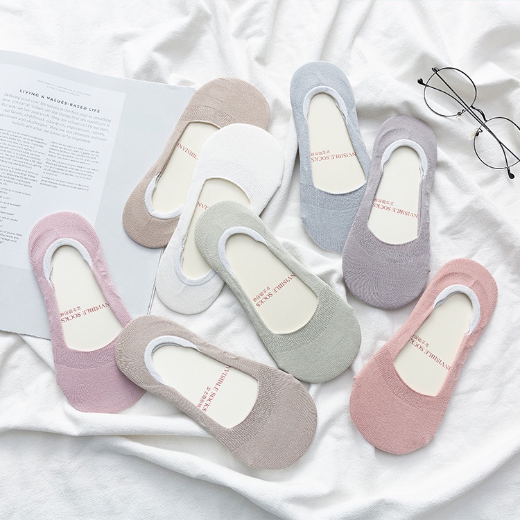 Vớ WAFNHA D452 cổ thuyền đế silicone chống trượt thời trang