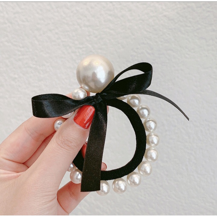 Dây Buộc Tóc Nơ Kèm Ngọc Siêu Xinh, Siêu Co Giãn